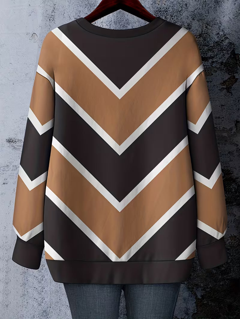 Plus Size Women’s Christmas Print Sweatshirt – Round Neck Casual Long Sleeve Pullover | Winter Fashion Top by DropVibe