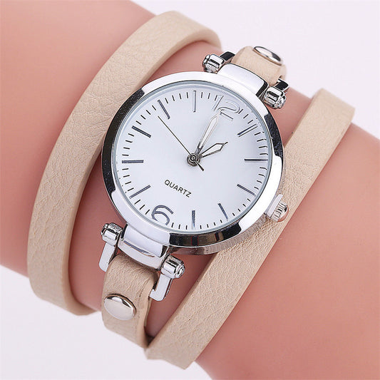Women's Circle Bracelet Watch PU Strap Simple Alloy Small Dial Women's WatchM