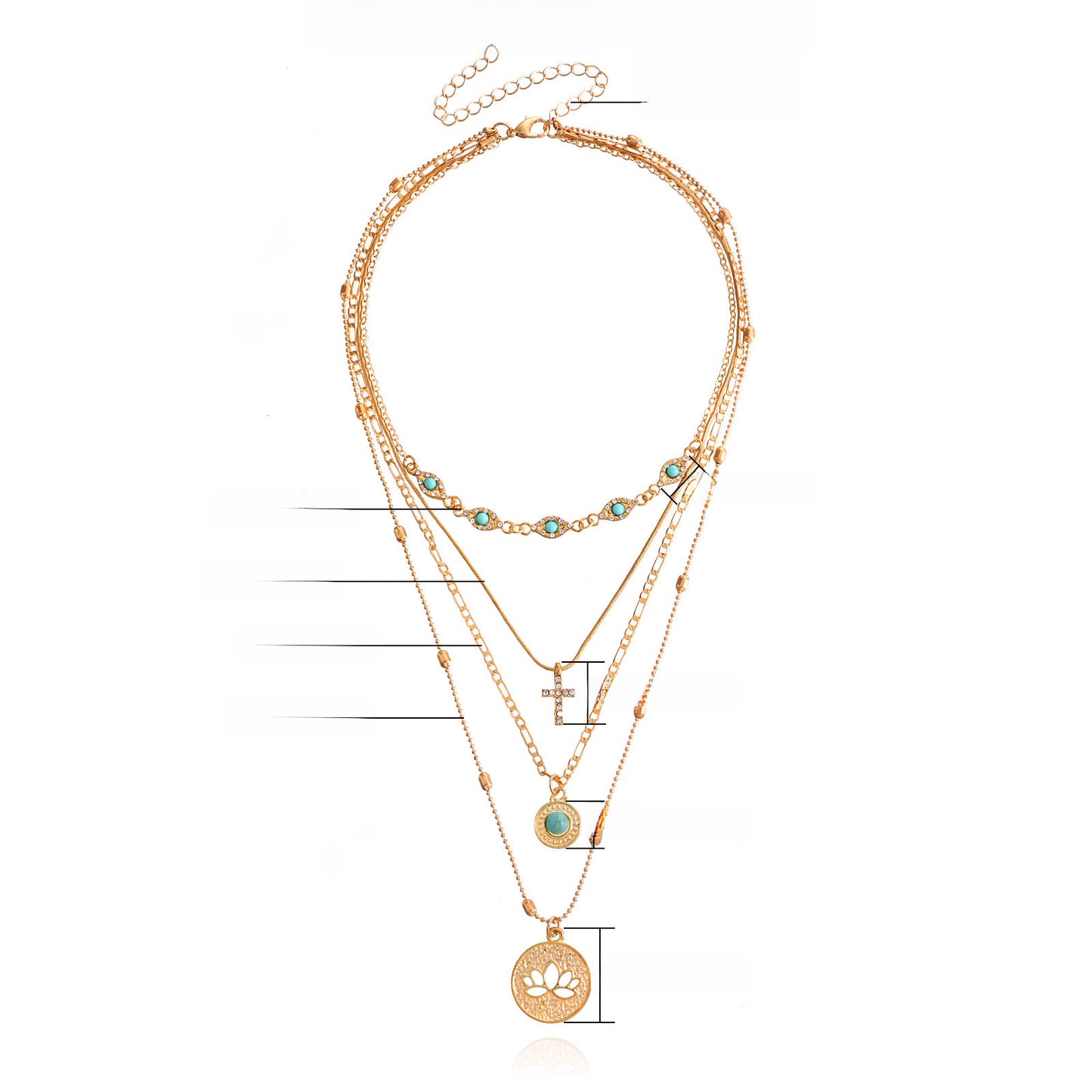 Jewelry Fashion Ins Multi-layer Small Hole Chain Hollow Flower Diamond Cross Pendant Necklace Women