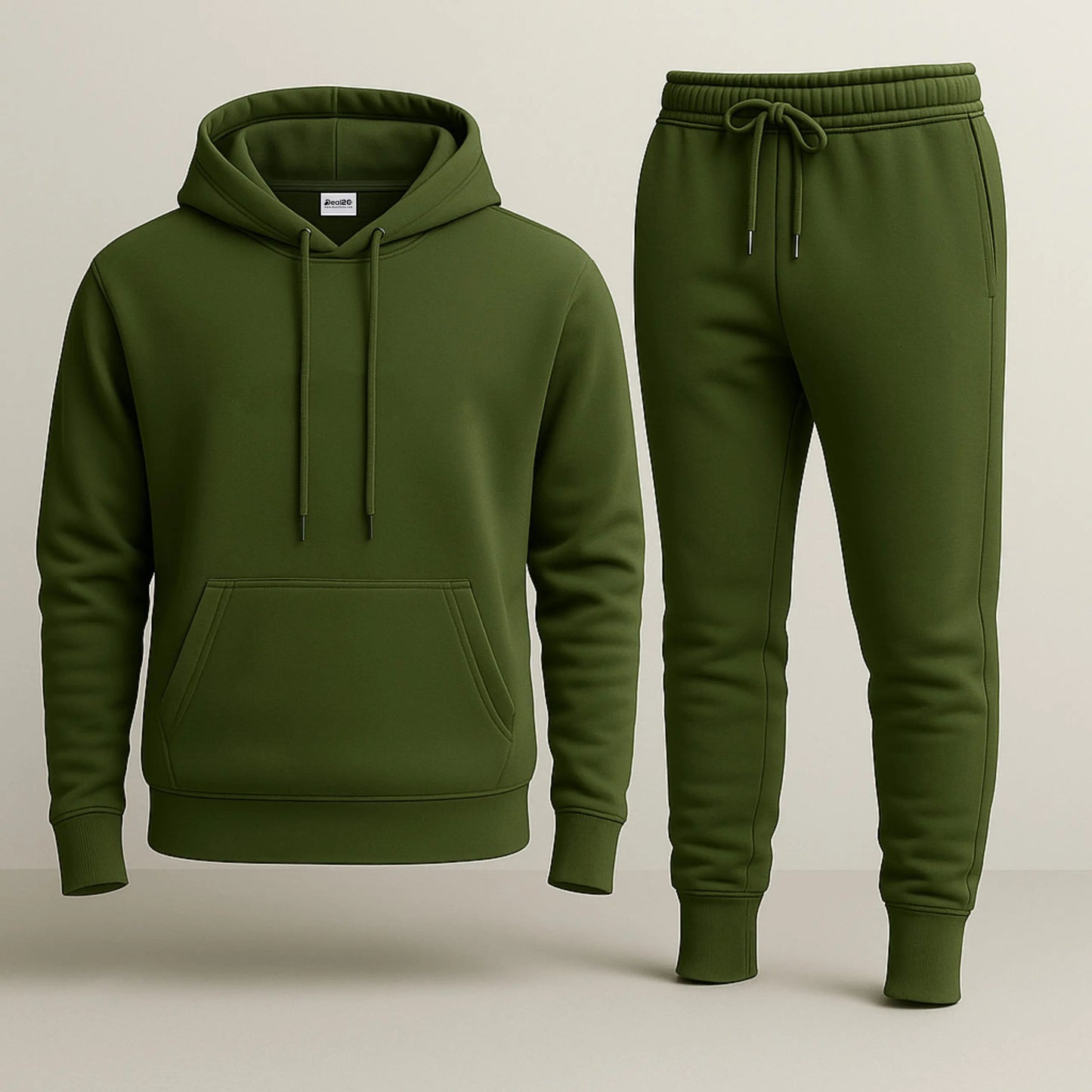 Army Green Plain Hooded Tracksuit for Men | Premium Fleece Winter Suit | Dropvibe