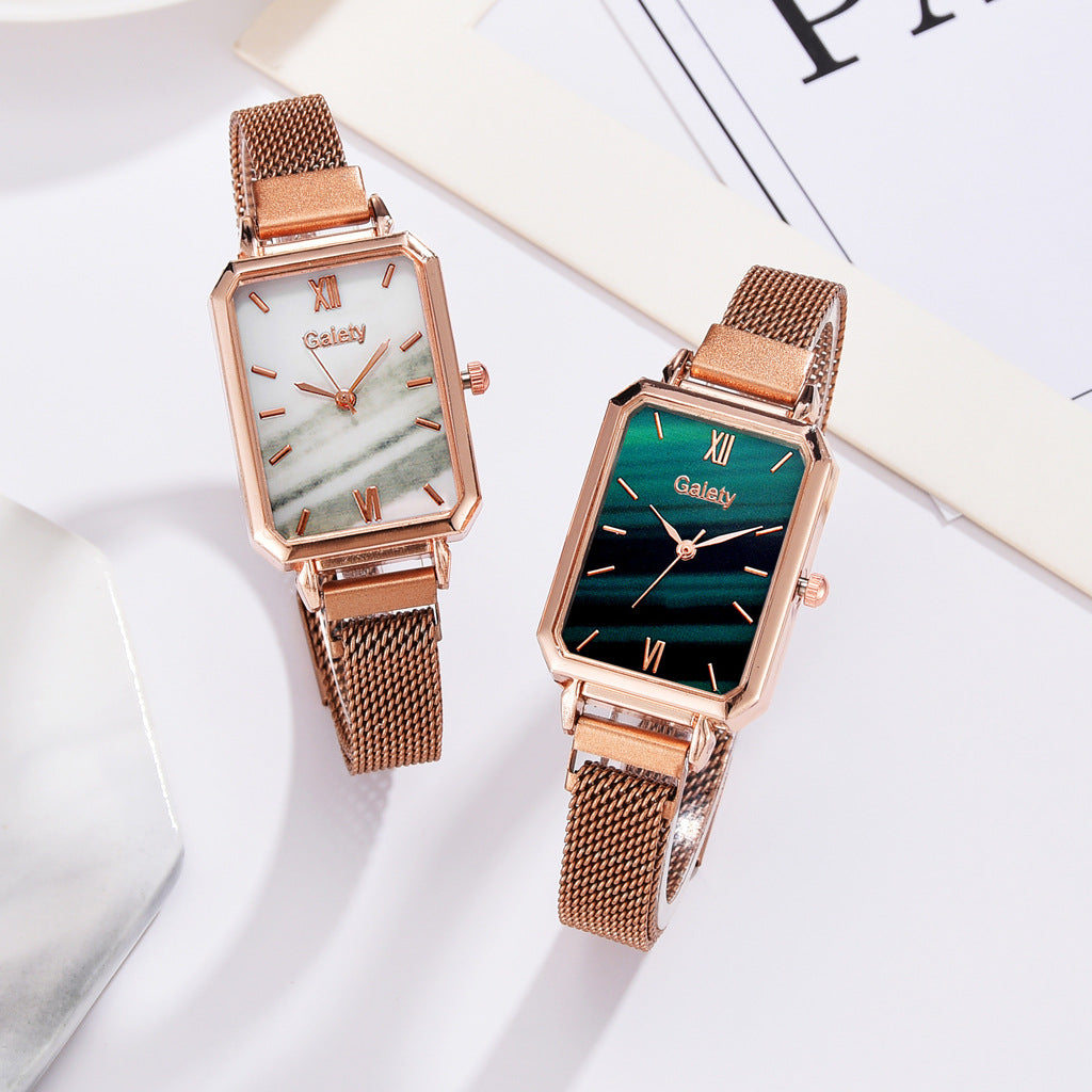 Ladies Alloy Mesh Bracelet Green  Head Quartz Watch