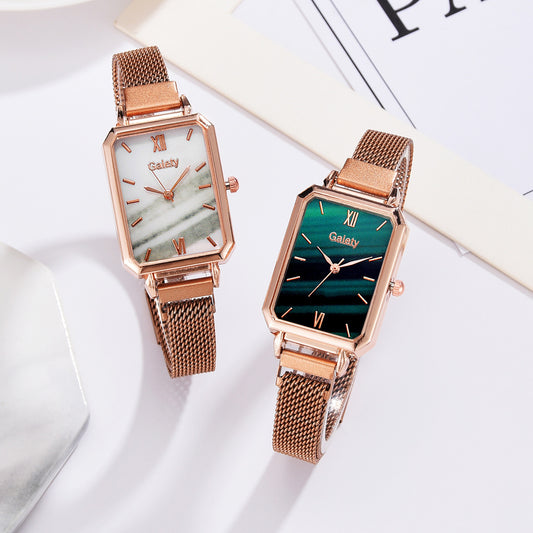 Ladies Alloy Mesh Bracelet Green  Head Quartz Watch