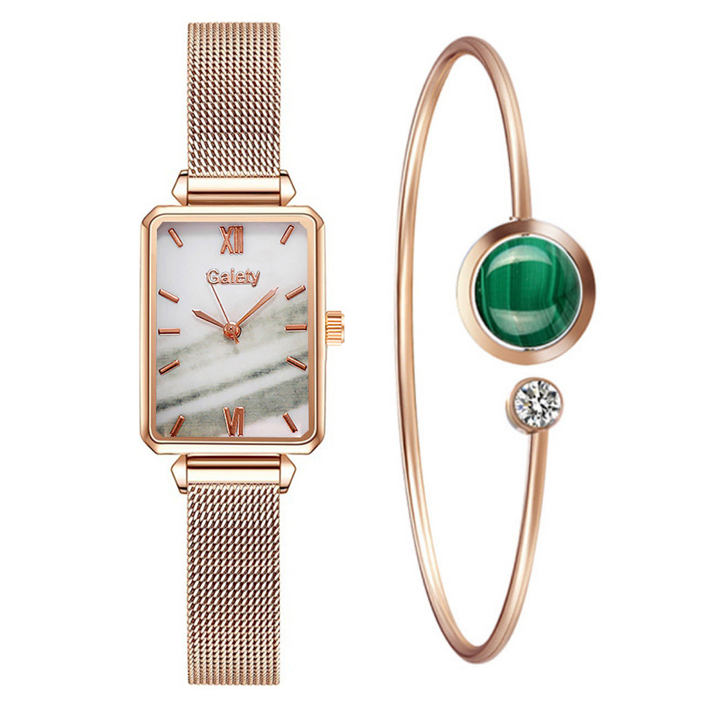 Ladies Alloy Mesh Bracelet Green  Head Quartz Watch