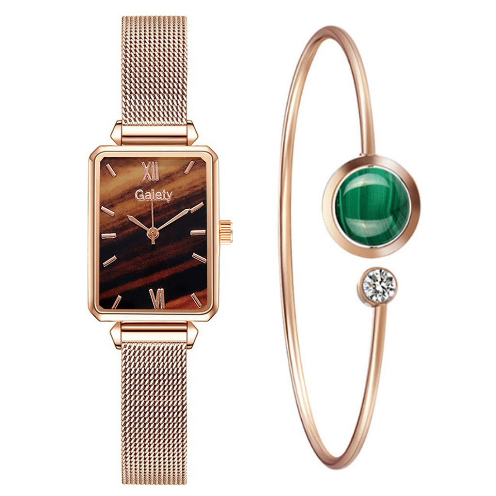 Ladies Alloy Mesh Bracelet Green  Head Quartz Watch