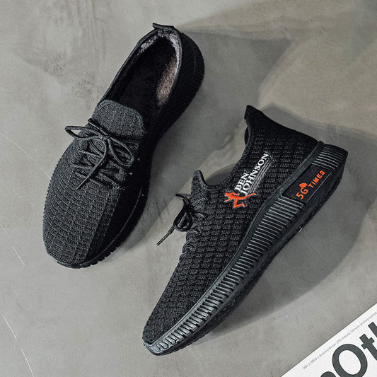 Cotton Shoes Men 2022 Winter New Style Plus Velvet Warm Middle-aged Walking Shoes Old Beijing Cloth Shoes Father Men&#039;s Shoes Wholesale