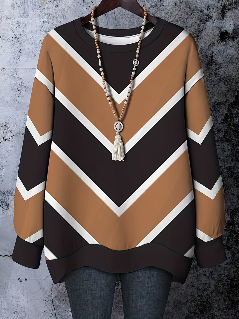 Plus Size Women’s Christmas Print Sweatshirt – Round Neck Casual Long Sleeve Pullover | Winter Fashion Top by DropVibe