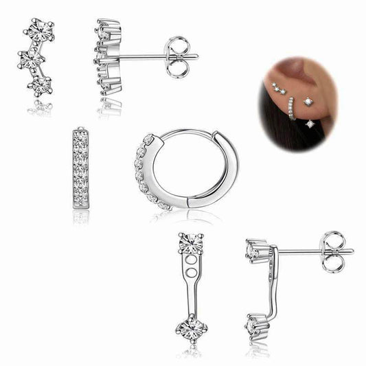 3-Pcs Premium Zircon Circle Stud Earrings – Minimalist Fashion Jewelry for All Occasions!