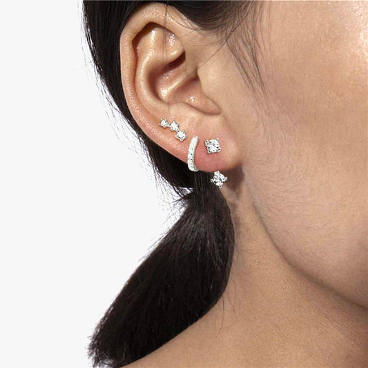 3-Pcs Premium Zircon Circle Stud Earrings – Minimalist Fashion Jewelry for All Occasions!