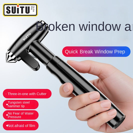 Car Safety Hammer Multifunctional Four-in-one Escape Hammer Car Interior Car Window Glass Broken Window Artifact With Cutter To Save