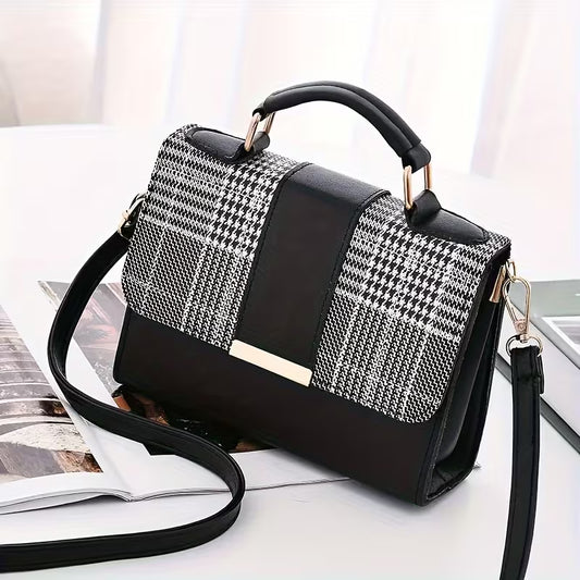 Trendy Checkered Women’s Crossbody Bag 2025 – Top Handle Flip Wallet, Casual & Formal Bag for Women