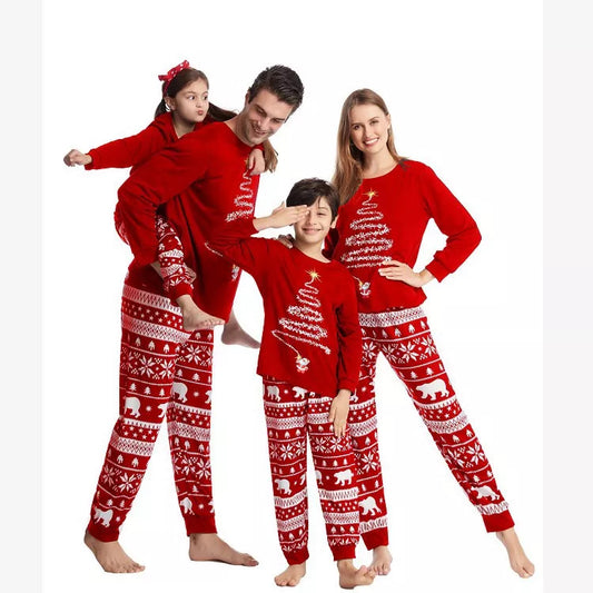 2022 European And American Ebay New Amazon Christmas Parent-child Clothing Christmas Print Pajamas Home Clothes Christmas Tree Hot Sale