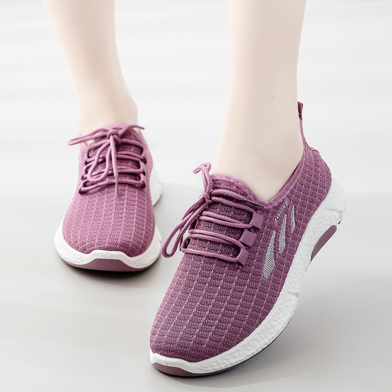 Sports Shoes Women&#039;s Single Shoes 2022 Spring New Mother Shoes Women&#039;s Casual Walking Shoes Flying Woven Shoes