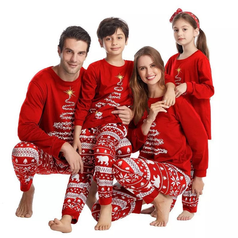 2022 European And American Ebay New Amazon Christmas Parent-child Clothing Christmas Print Pajamas Home Clothes Christmas Tree Hot Sale