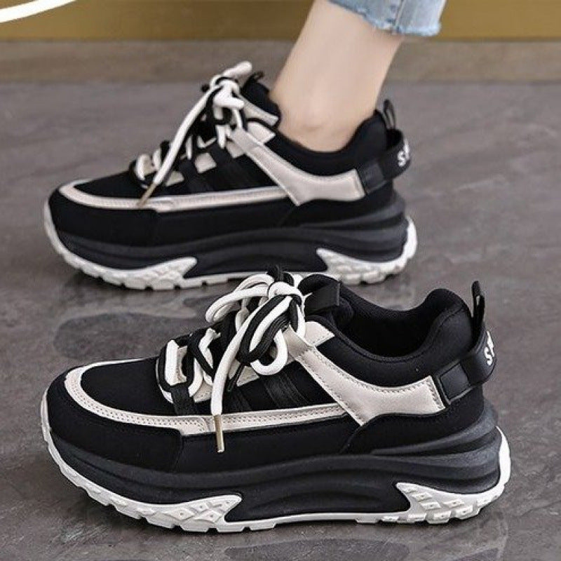 Black Sneakers For Women With A Poop-Feeling Feel, 2025 Spring & Fall New Thick-Soled Pregnant Women's Versatile Soft-Soled Comfortable Women's Shoes Size 40