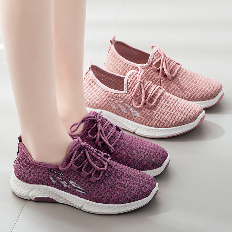Sports Shoes Women&#039;s Single Shoes 2022 Spring New Mother Shoes Women&#039;s Casual Walking Shoes Flying Woven Shoes