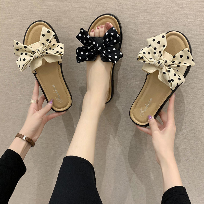 New Bow Slippers Women Wear Beach Sandals And Slippers In Summer