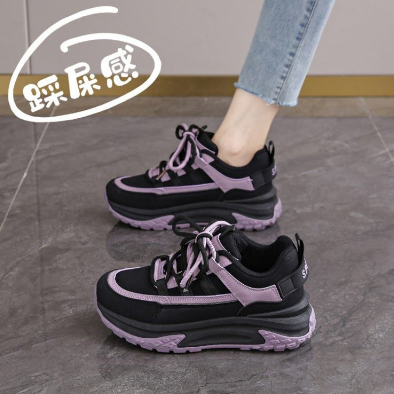 Black Sneakers For Women With A Poop-Feeling Feel, 2025 Spring & Fall New Thick-Soled Pregnant Women's Versatile Soft-Soled Comfortable Women's Shoes Size 40