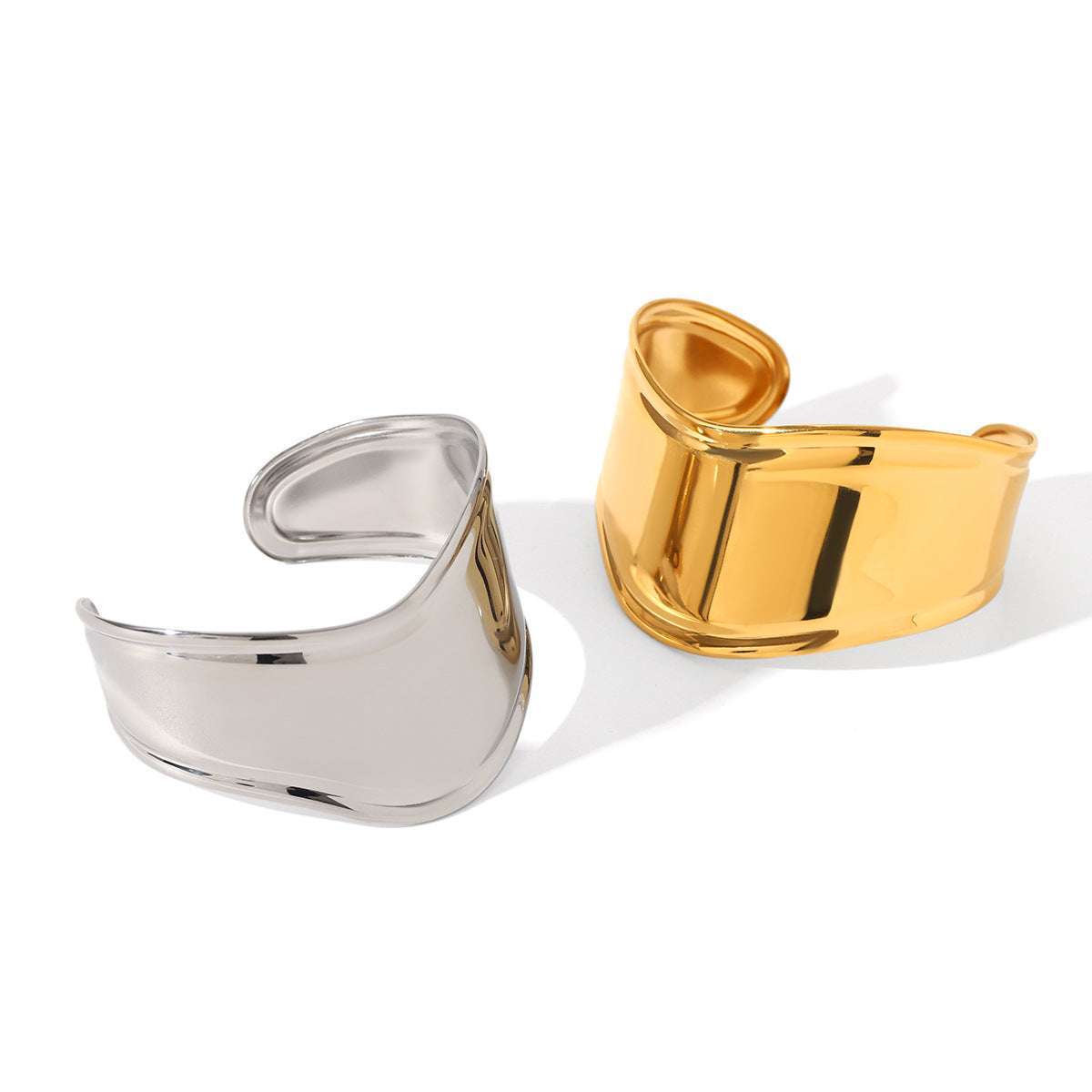 European And American Ins Style Stainless Steel Asymmetrical Glossy Open Bracelet Women&#039;s Accessible Luxury High-End Bracelet Titanium Steel Bracelet