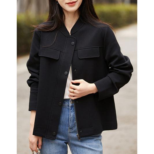 Casual Versatile Minimalist Cotton Baseball Collar Modern Jacket Coat Women&#039;s Autumn New Style Vertical Collar Long Sleeve Top