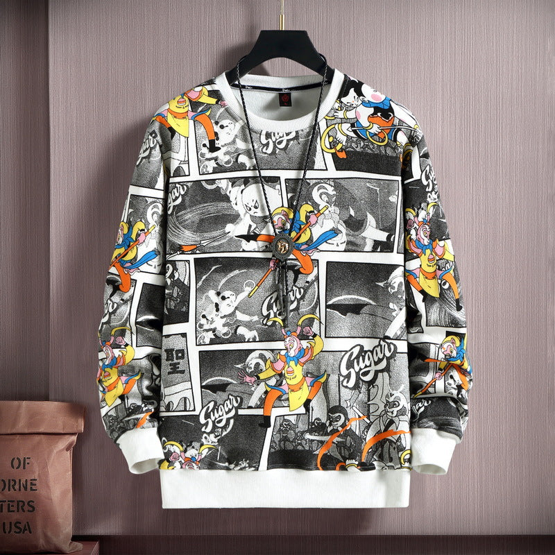 New Winter Off-duty Plus Velvet Versatile Round Neck Trendy Brand Trendy Fat Man Plus Fat Men&#039;s Sweatshirt