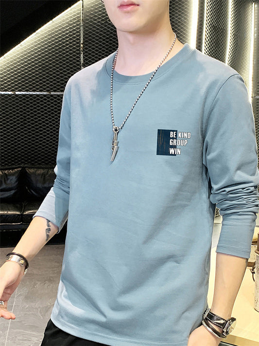 Men&amp;amp;#039;s T-shirt Long-sleeved Thin Section Autumn Jacket Outerwear Men&amp;amp;#039;s Spring And Autumn Style Trendy Brand Bottoming Shirt Dark Gray