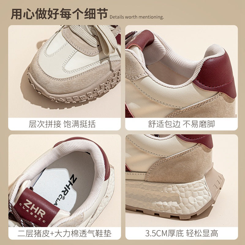 ZHR Is Non-slip German Training Shoes Women Retro Casual Sneaker 2024 Autumn New Color Matching Thick-soled Board Shoes Women