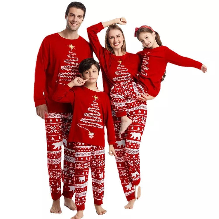 2022 European And American Ebay New Amazon Christmas Parent-child Clothing Christmas Print Pajamas Home Clothes Christmas Tree Hot Sale
