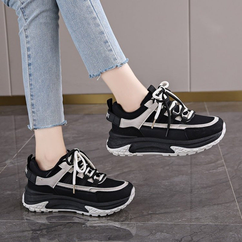 Black Sneakers For Women With A Poop-Feeling Feel, 2025 Spring & Fall New Thick-Soled Pregnant Women's Versatile Soft-Soled Comfortable Women's Shoes Size 40