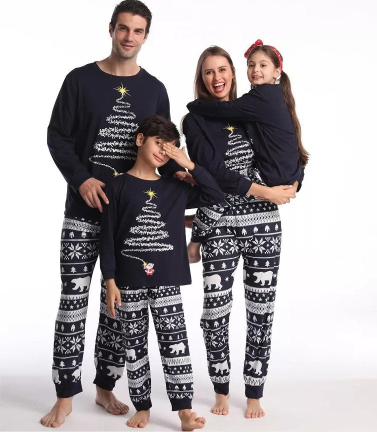 2022 European And American Ebay New Amazon Christmas Parent-child Clothing Christmas Print Pajamas Home Clothes Christmas Tree Hot Sale