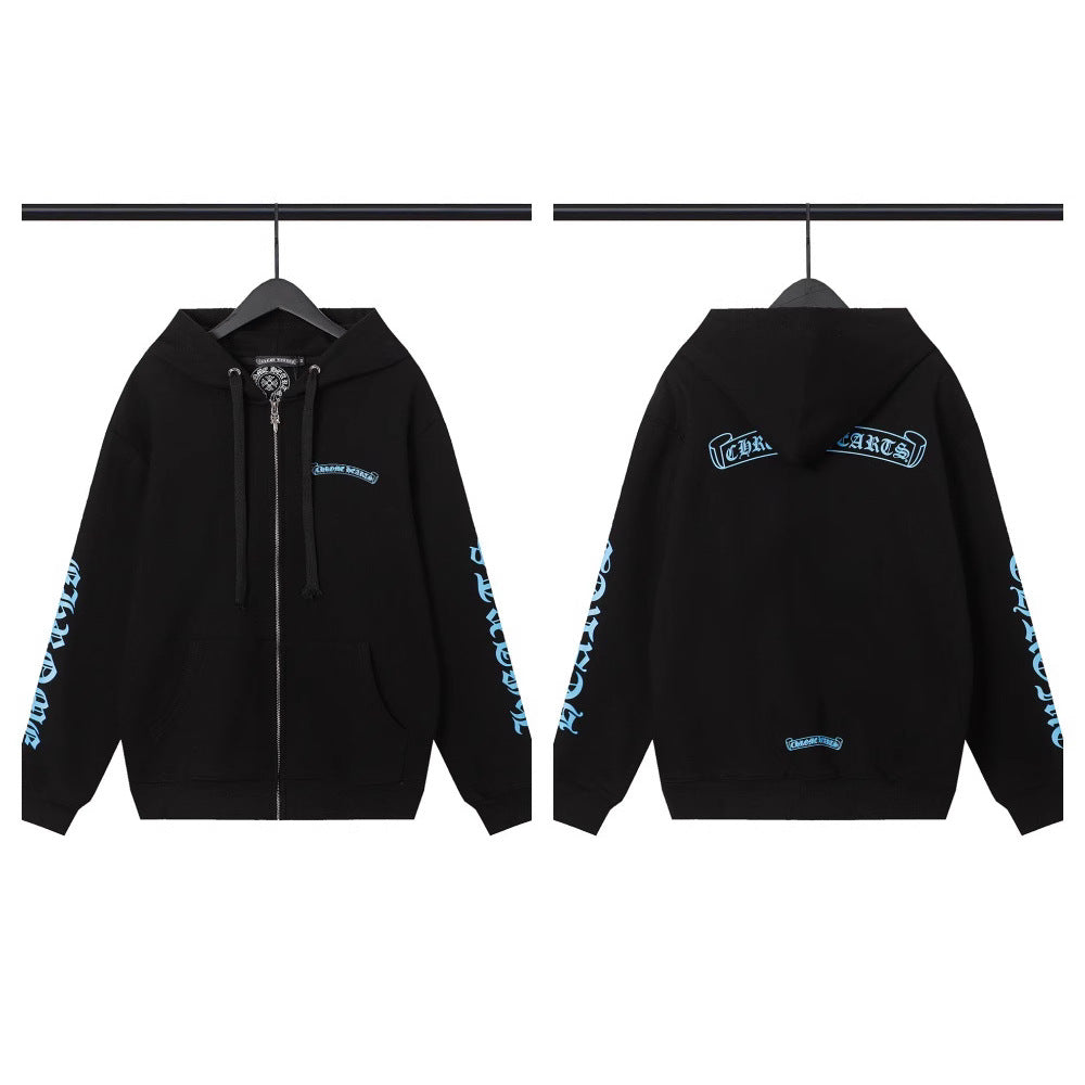 Cross-border Croda CH Autumn And Winter New Cross Horseshoe Hooded Zipper Cardigan Jacket For Men And Women Factory Straight Hair