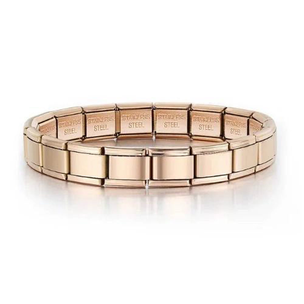 Italian Module Bracelet Italian Charm Stainless Steel Block Elastic Spliced Titanium Steel Glaky Bracelet