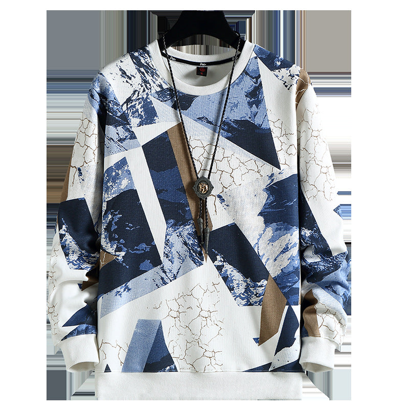 New Winter Off-duty Plus Velvet Versatile Round Neck Trendy Brand Trendy Fat Man Plus Fat Men&#039;s Sweatshirt