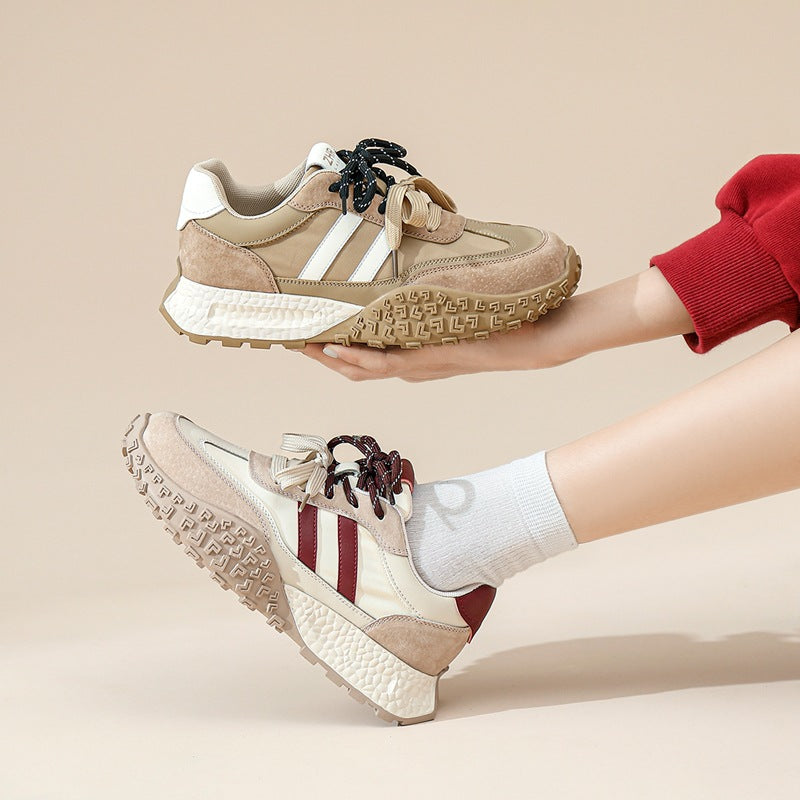 ZHR Is Non-slip German Training Shoes Women Retro Casual Sneaker 2024 Autumn New Color Matching Thick-soled Board Shoes Women