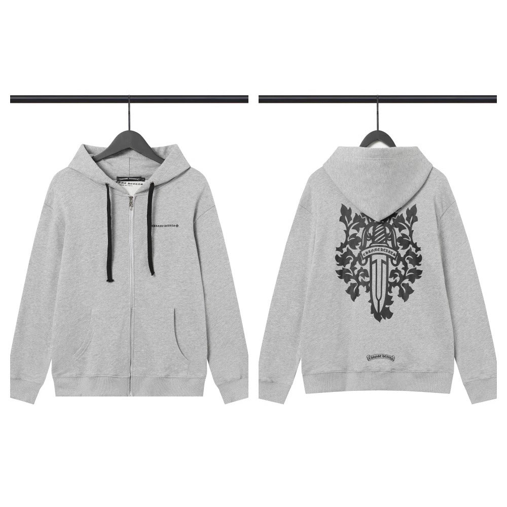 Cross-border Croda CH Autumn And Winter New Cross Horseshoe Hooded Zipper Cardigan Jacket For Men And Women Factory Straight Hair