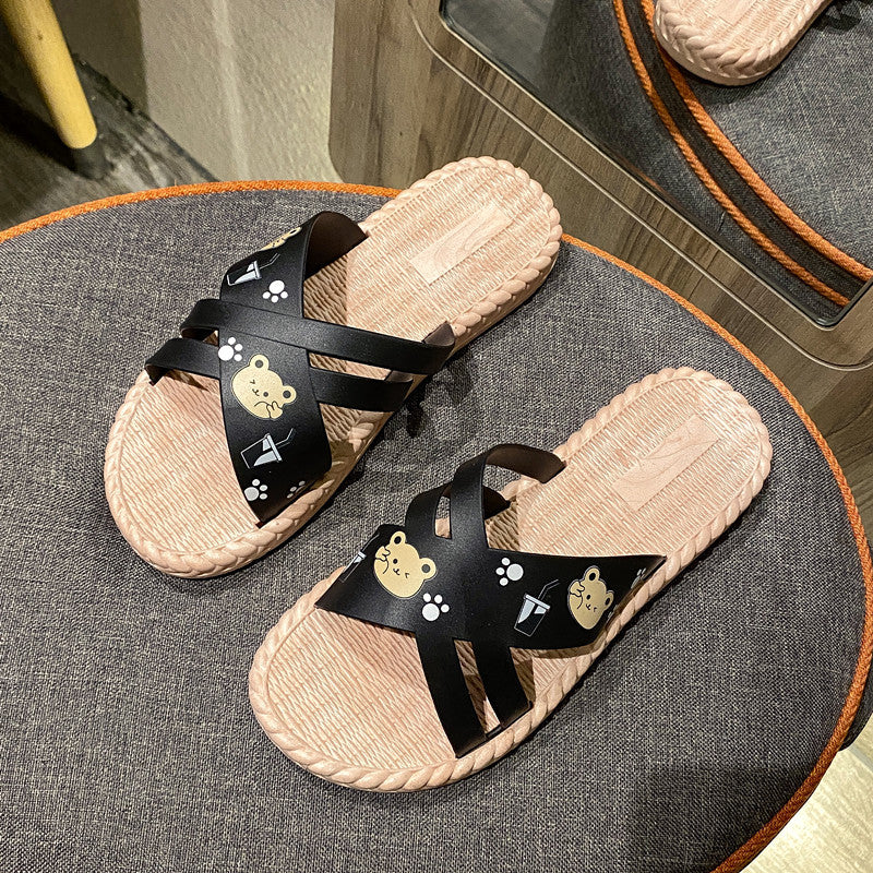 New Bow Slippers Women Wear Beach Sandals And Slippers In Summer