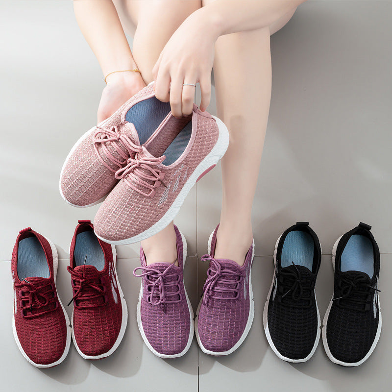 Sports Shoes Women&#039;s Single Shoes 2022 Spring New Mother Shoes Women&#039;s Casual Walking Shoes Flying Woven Shoes