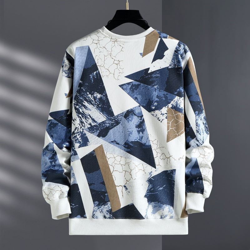 New Winter Off-duty Plus Velvet Versatile Round Neck Trendy Brand Trendy Fat Man Plus Fat Men&#039;s Sweatshirt