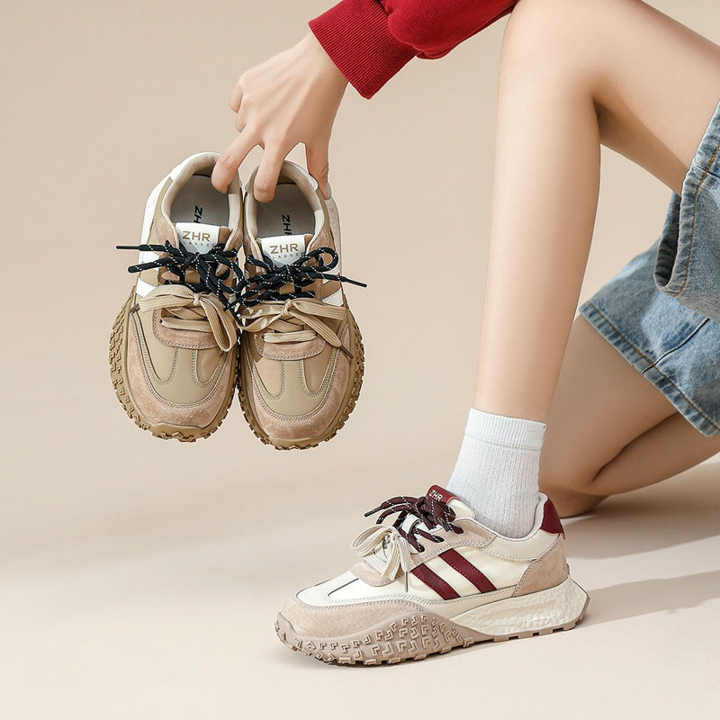 ZHR Is Non-slip German Training Shoes Women Retro Casual Sneaker 2024 Autumn New Color Matching Thick-soled Board Shoes Women