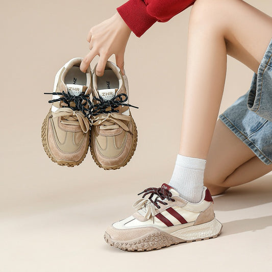 ZHR Is Non-slip German Training Shoes Women Retro Casual Sneaker 2024 Autumn New Color Matching Thick-soled Board Shoes Women