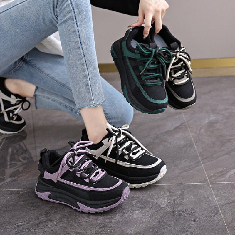 Black Sneakers For Women With A Poop-Feeling Feel, 2025 Spring & Fall New Thick-Soled Pregnant Women's Versatile Soft-Soled Comfortable Women's Shoes Size 40