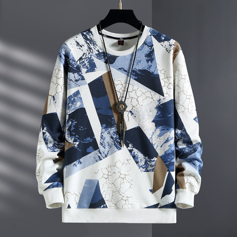 New Winter Off-duty Plus Velvet Versatile Round Neck Trendy Brand Trendy Fat Man Plus Fat Men&#039;s Sweatshirt