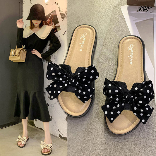 New Bow Slippers Women Wear Beach Sandals And Slippers In Summer