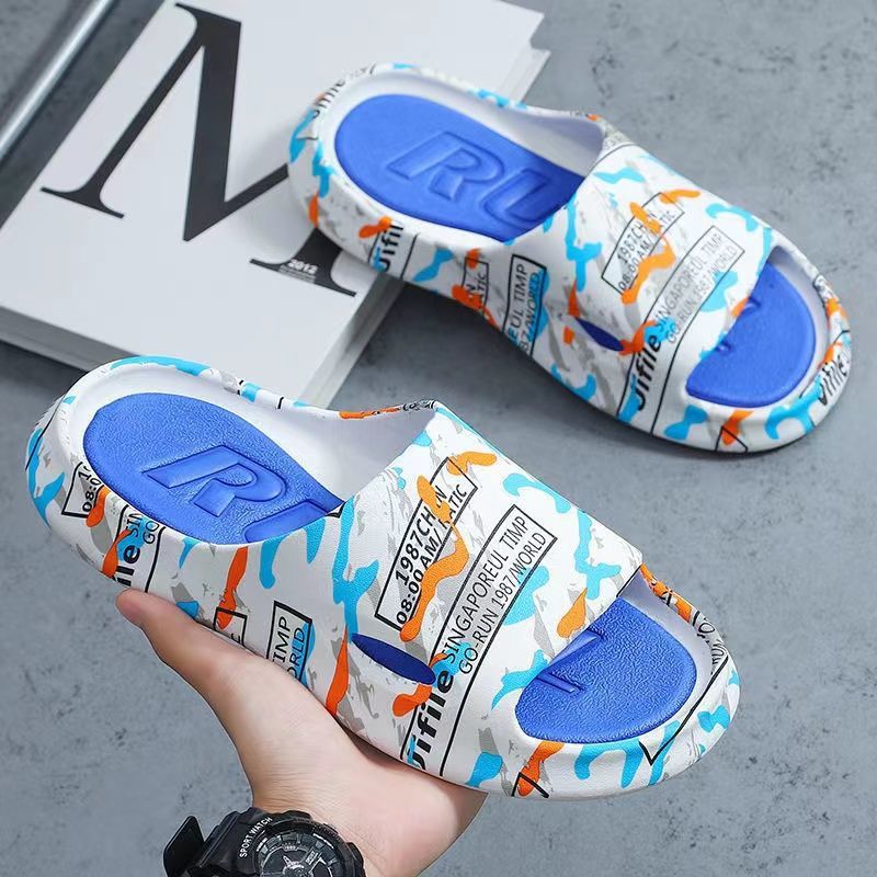 Chinelos masculinos, sandálias de sola grossa e chinelos para sair, duráveis, fritos, em casa