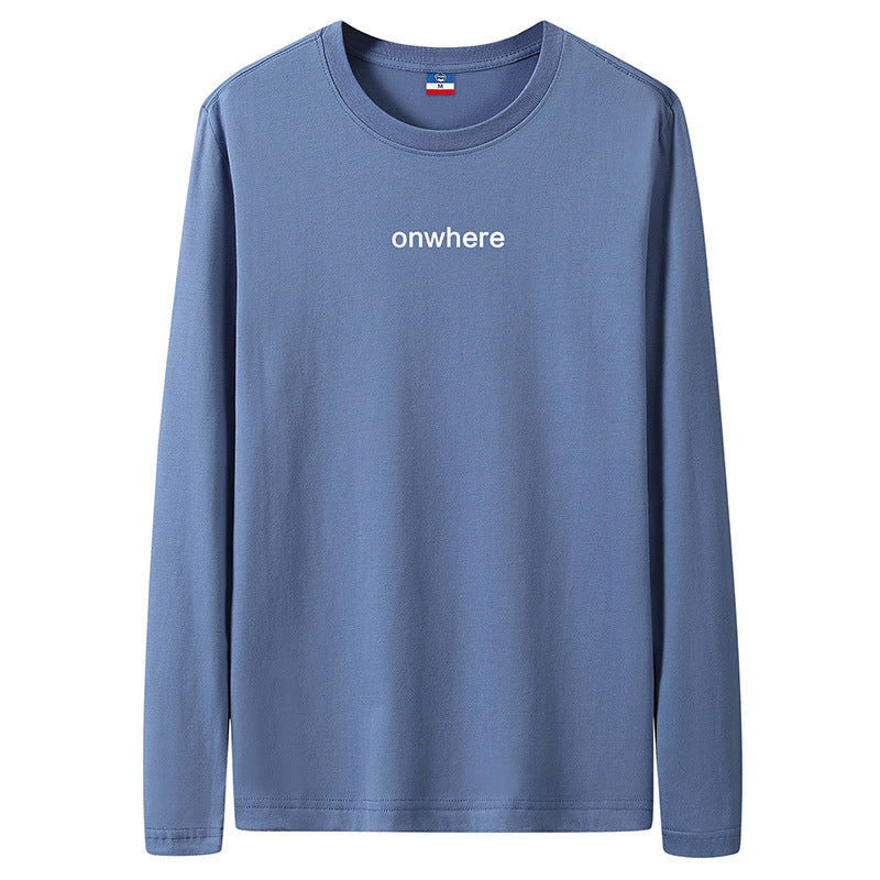 Spring And Autumn Long Sleeve T-Shirt Men&amp;#039;s Loose Large Size Cotton T-shirt Trend Round Collar Bottoming Shirt Men