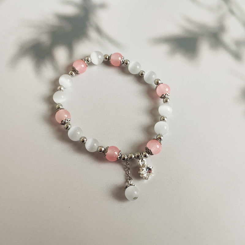 Opal Crystal Butterfly Bracelet Female Bracelet Imitation Gray Moonlight Ins Versatile Temperament Trendy Student High Quality Gift