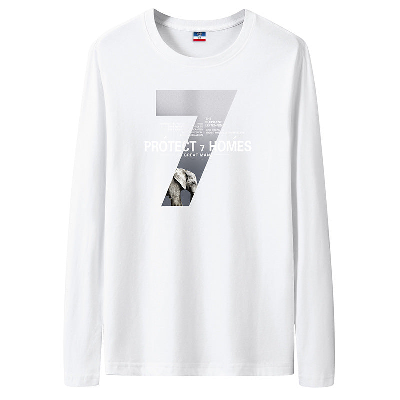 Spring And Autumn Long Sleeve T-Shirt Men&amp;#039;s Loose Large Size Cotton T-shirt Trend Round Collar Bottoming Shirt Men