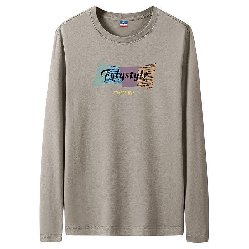 Spring And Autumn Long Sleeve T-Shirt Men&amp;#039;s Loose Large Size Cotton T-shirt Trend Round Collar Bottoming Shirt Men