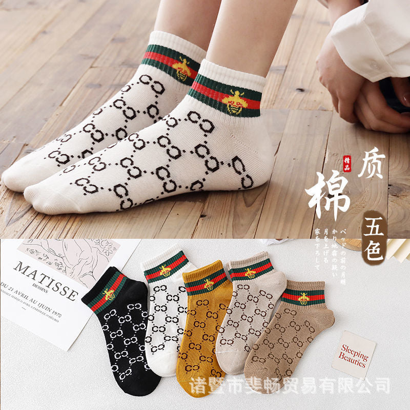 Socks Women&#039;s Tide Ins Socks Shallow Mouth Cotton Boat Socks Short Tube Socks Tide Socks Thin Section Invisible Socks Women&#039;s Stall Manufacturers Wholesale