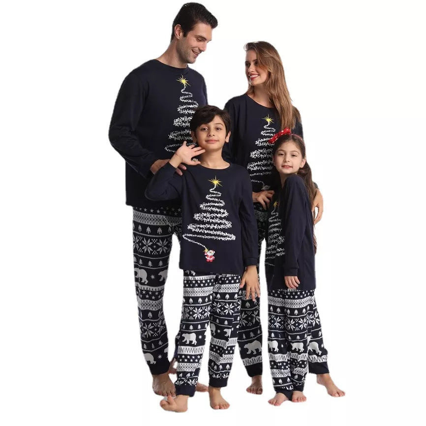 2022 European And American Ebay New Amazon Christmas Parent-child Clothing Christmas Print Pajamas Home Clothes Christmas Tree Hot Sale